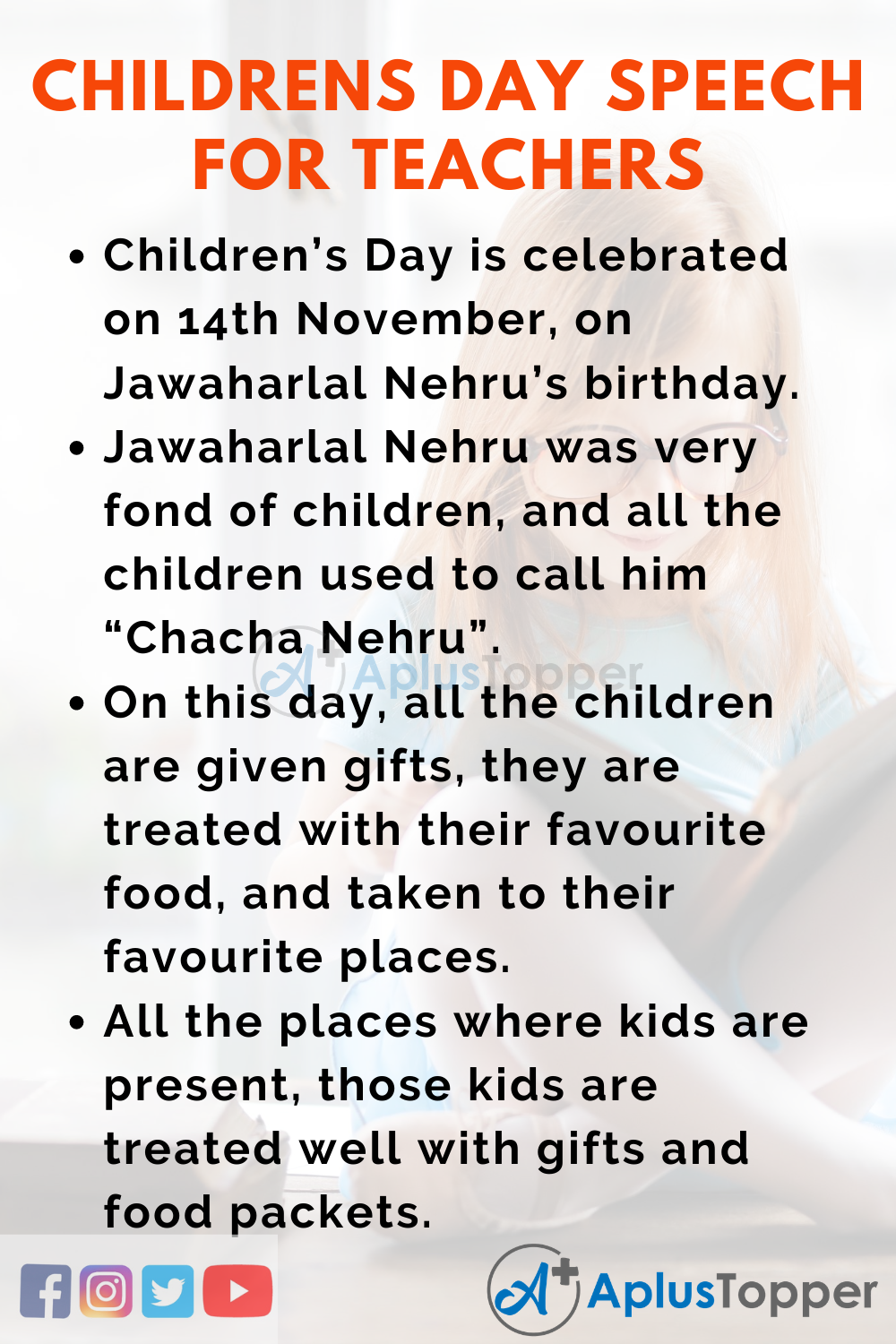 10 Lines On Children’s Day Speech for Teachers In English