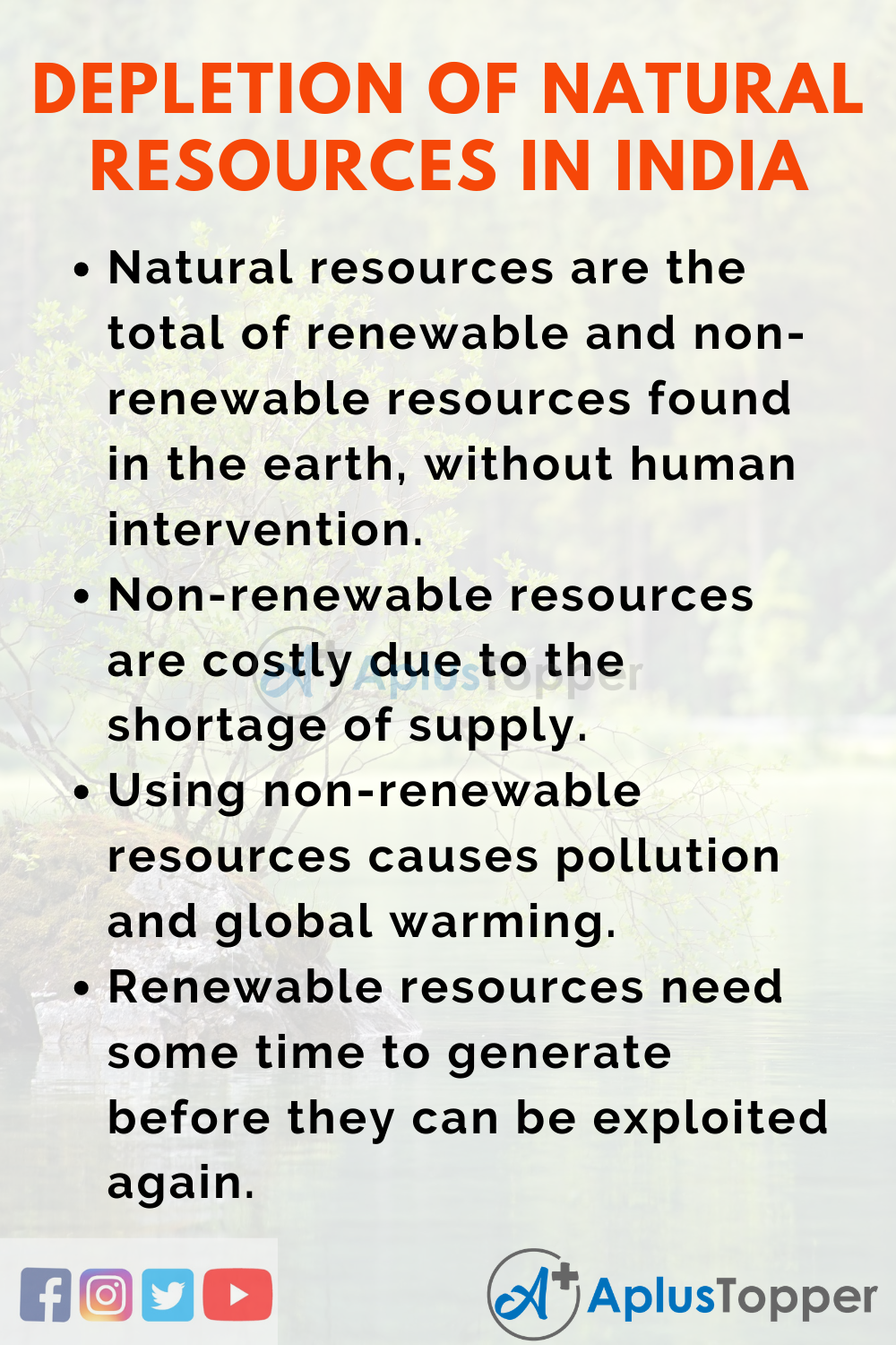 10 Lines On Depletion of Natural Resources Speech In English