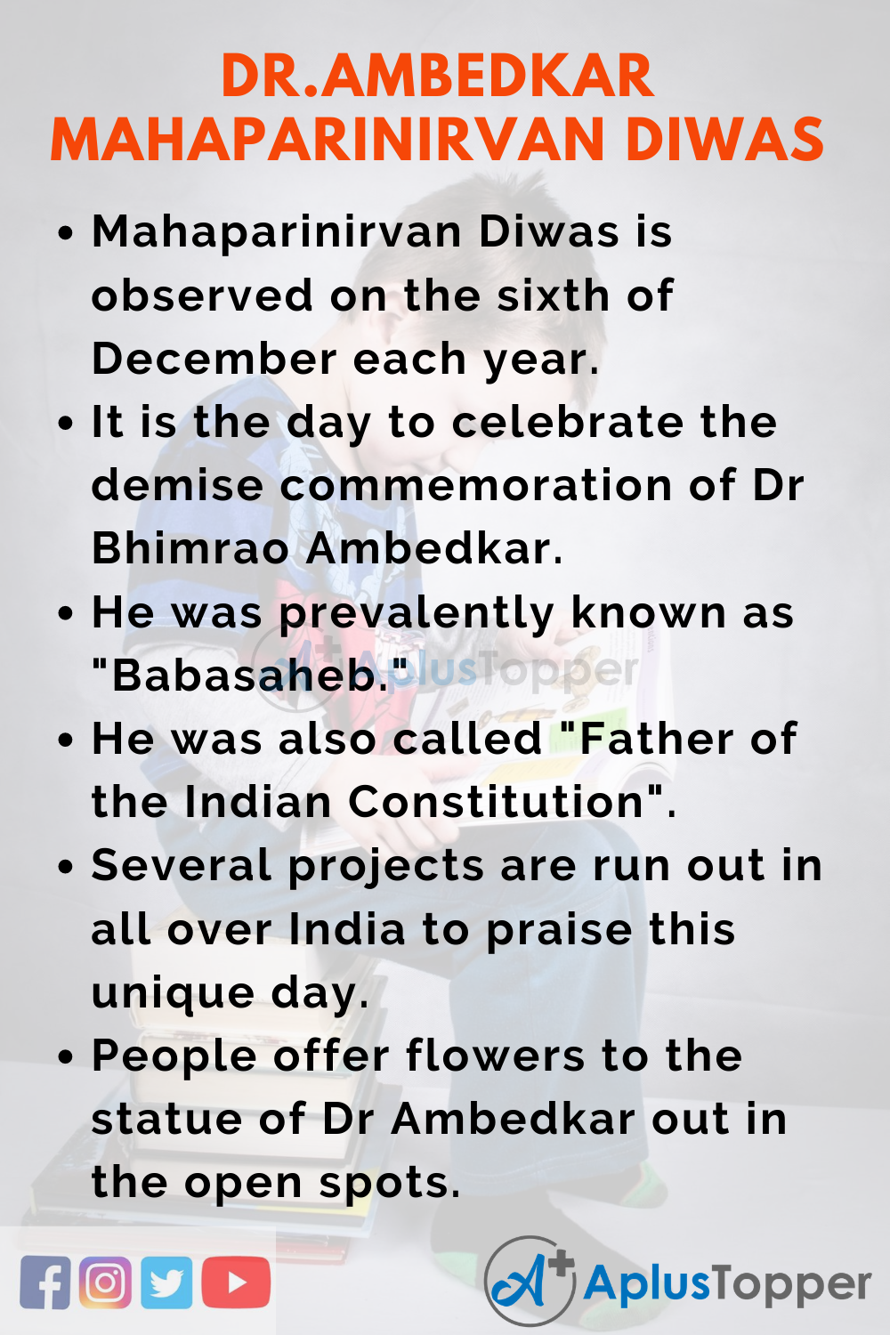  10 Lines On Dr. Ambedkar Mahaparinirvan Diwas for Kids