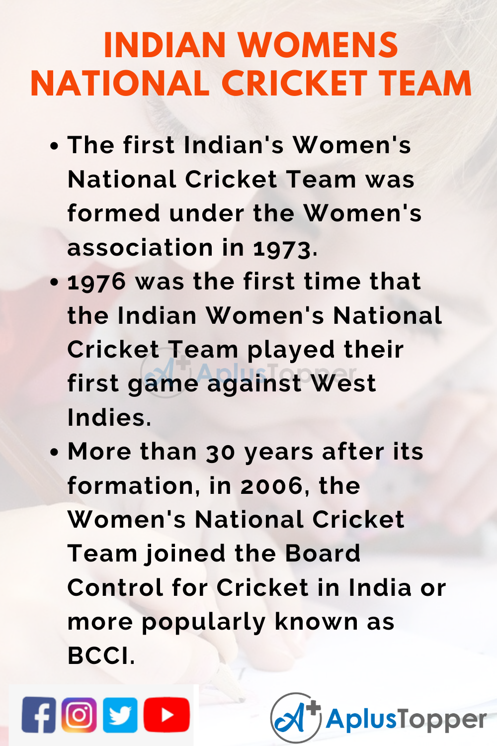 10 Lines On Indian Women's National Cricket Team for Kids