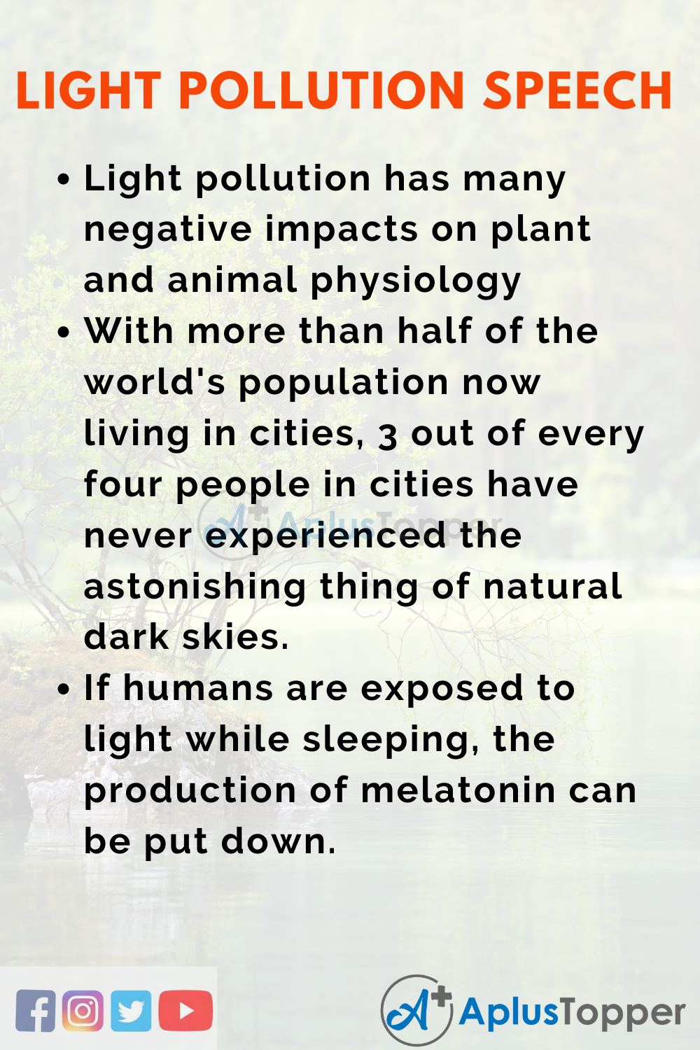 10 Lines On Light Pollution Speech In English