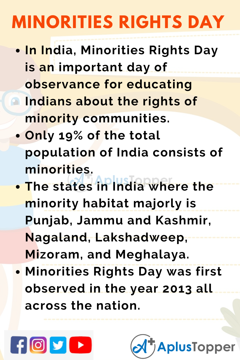 10 Lines On Minorities Rights Day in India for Higher Class Students