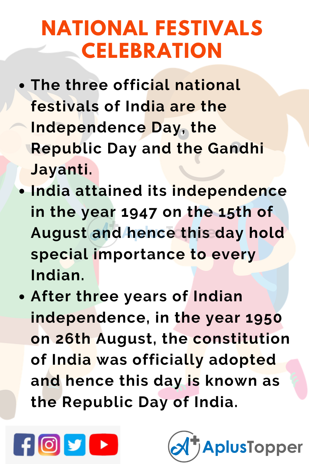 10 Lines On National Festivals Celebration for Kids