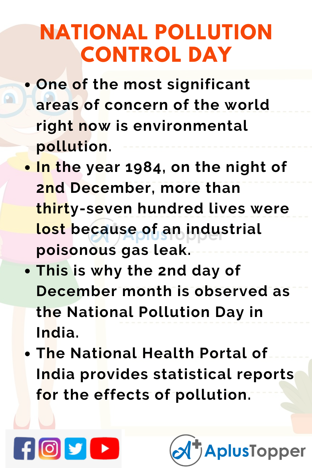 10 Lines On National Pollution Control Day for Higher Class Students