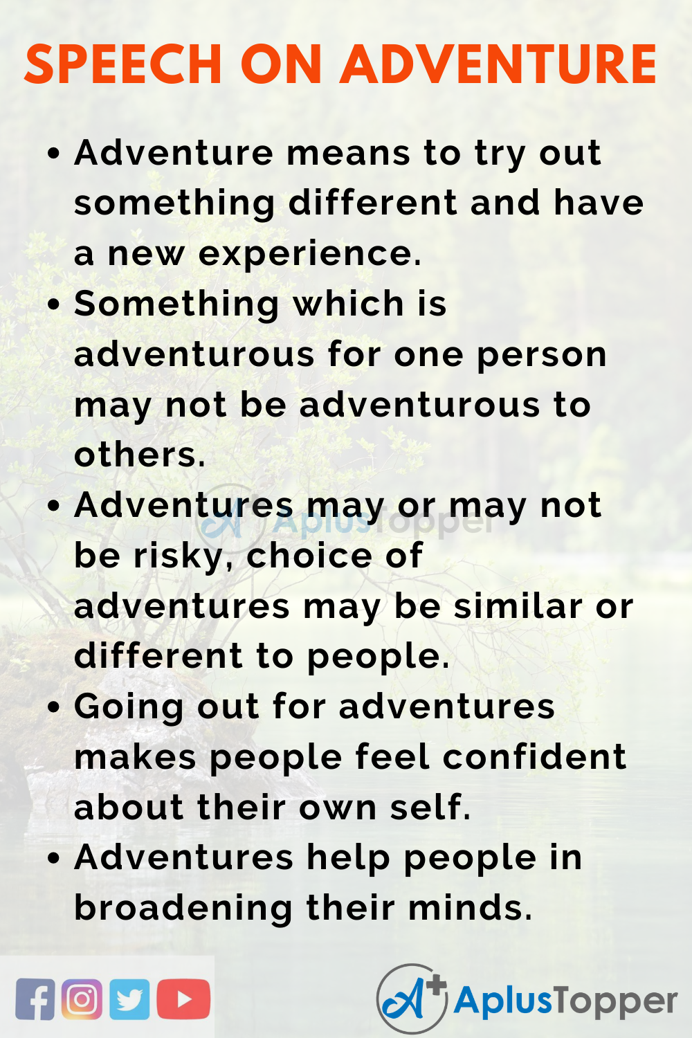 10 Lines On Speech On Adventure In English