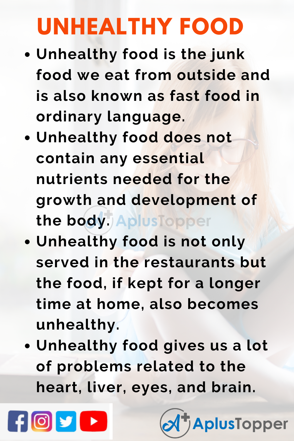 10 Lines On Unhealthy Food for Higher Class Students