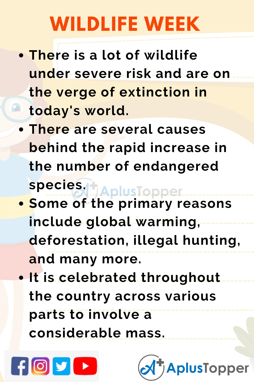 10 Lines On Wildlife Week for Higher Class Students