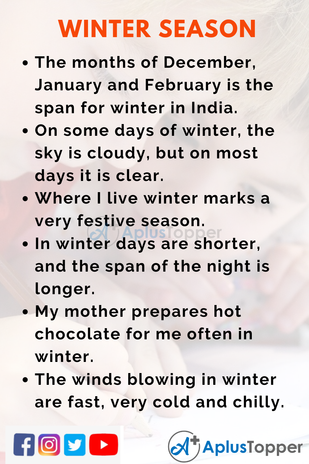 10 Lines On Winter Season for Kids