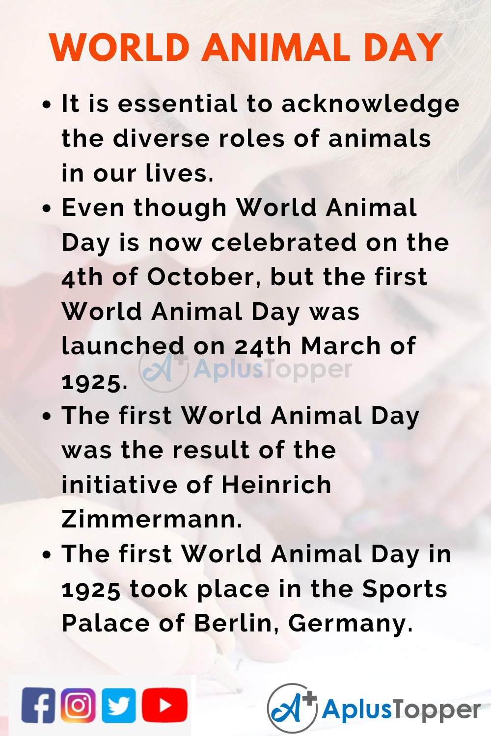 10 Lines On World Animal Day for Higher Class Students