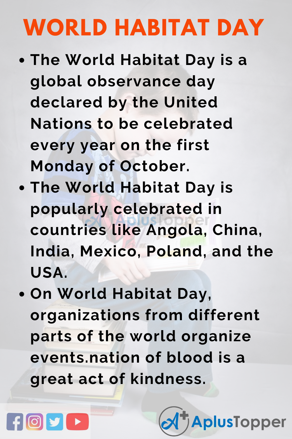 10 Lines On World Habitat Day for Higher Class Students