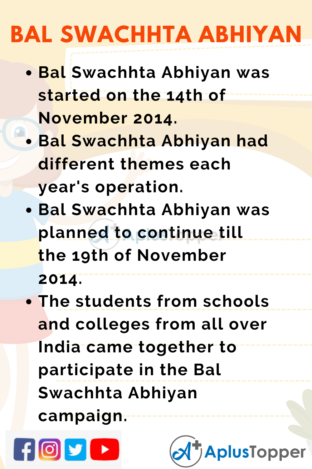 10 Lines about Bal Swachhta Abhiyan