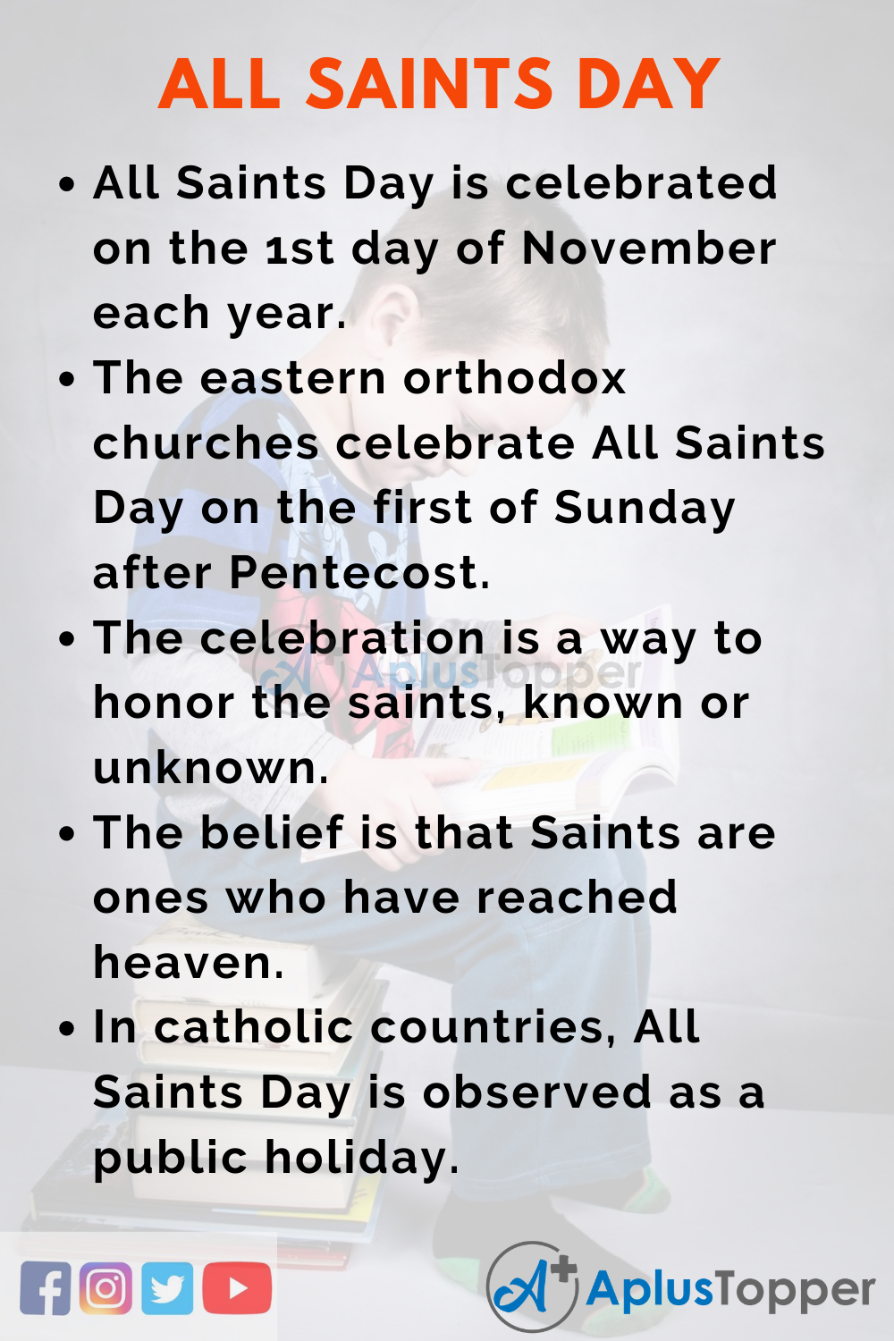 10 Lines on All Saints Day for Higher Class Students