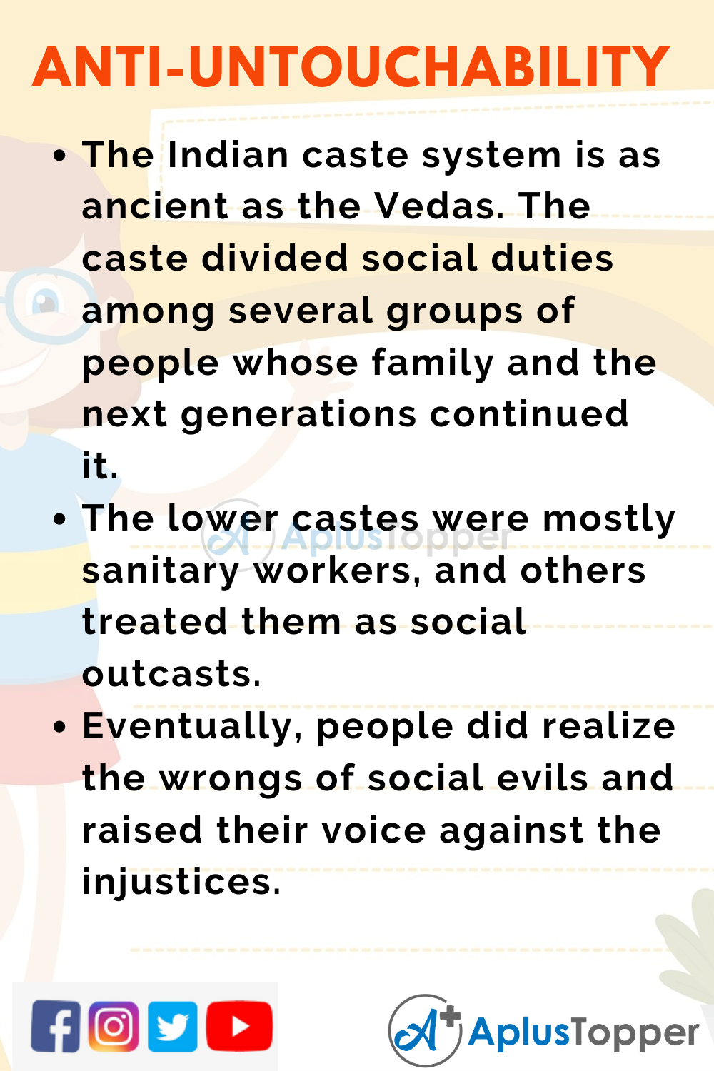 10 Lines on Anti-Untouchability Week for Higher School Students