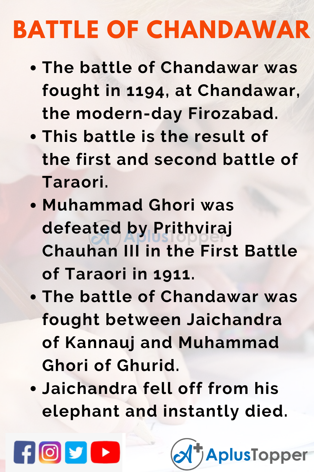 10 Lines on Battle of Chandawar for Kids