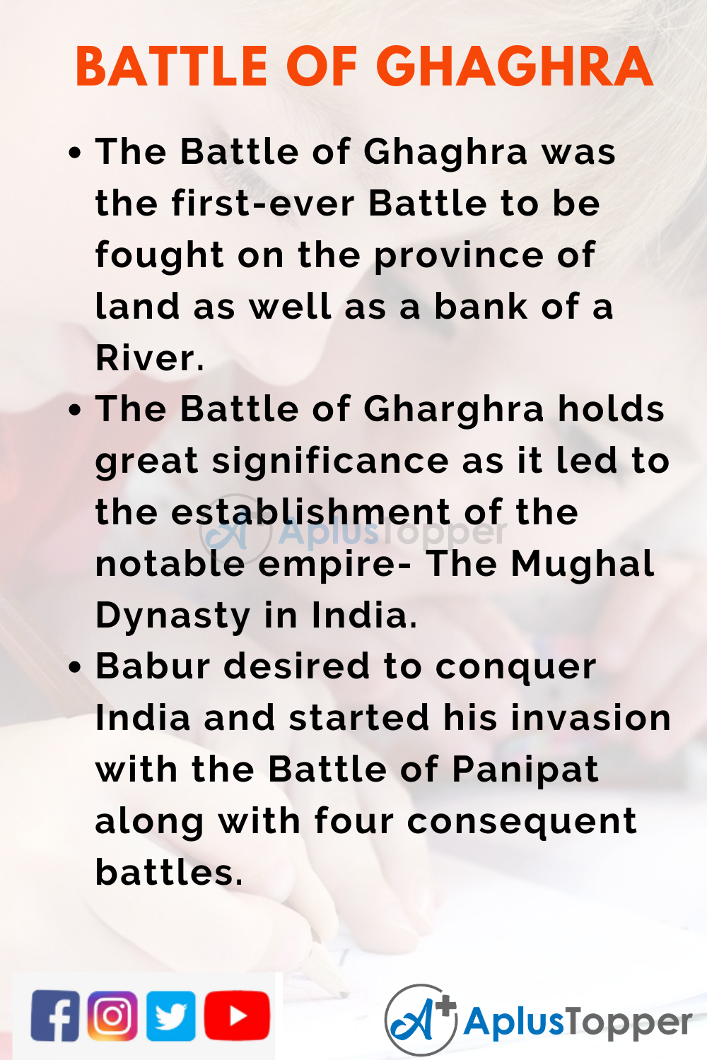 10 Lines on Battle of Ghaghra for Higher Class Students