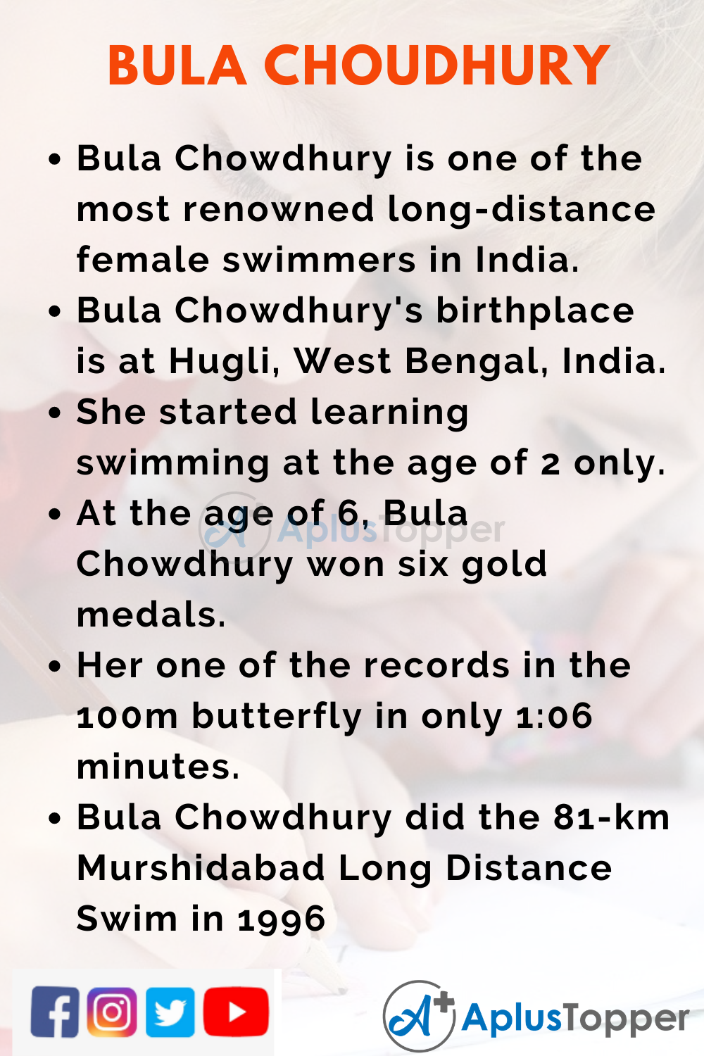 10 Lines on Bula Choudhury for Kids