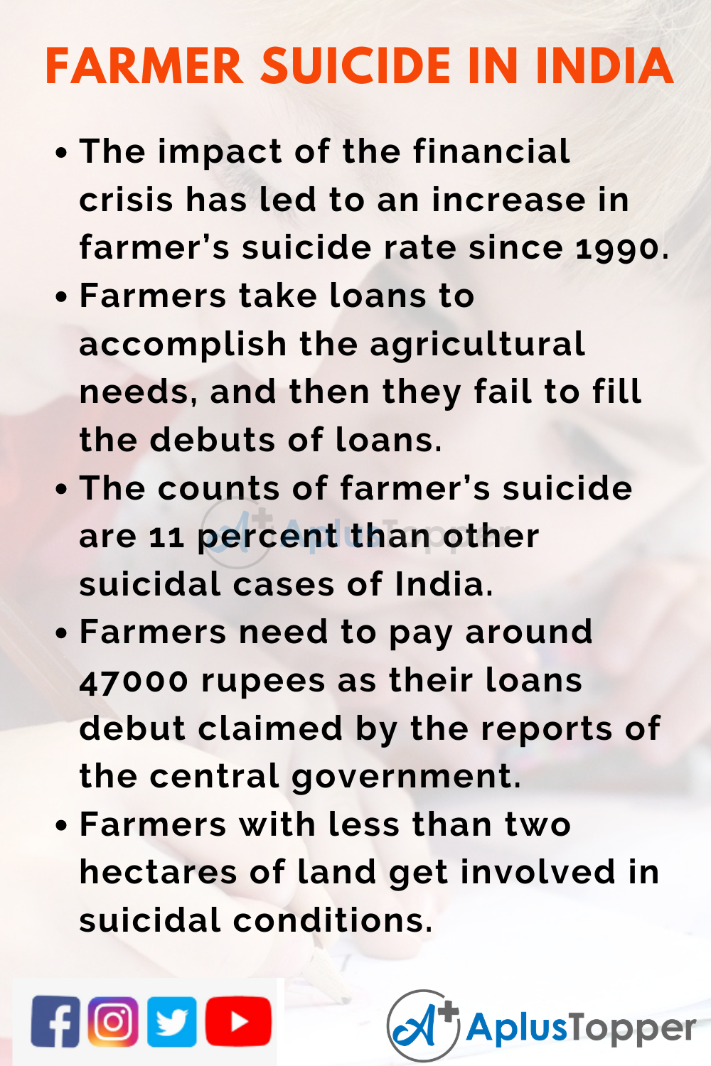 10 Lines on Farmer Suicide in India for Higher Class Students