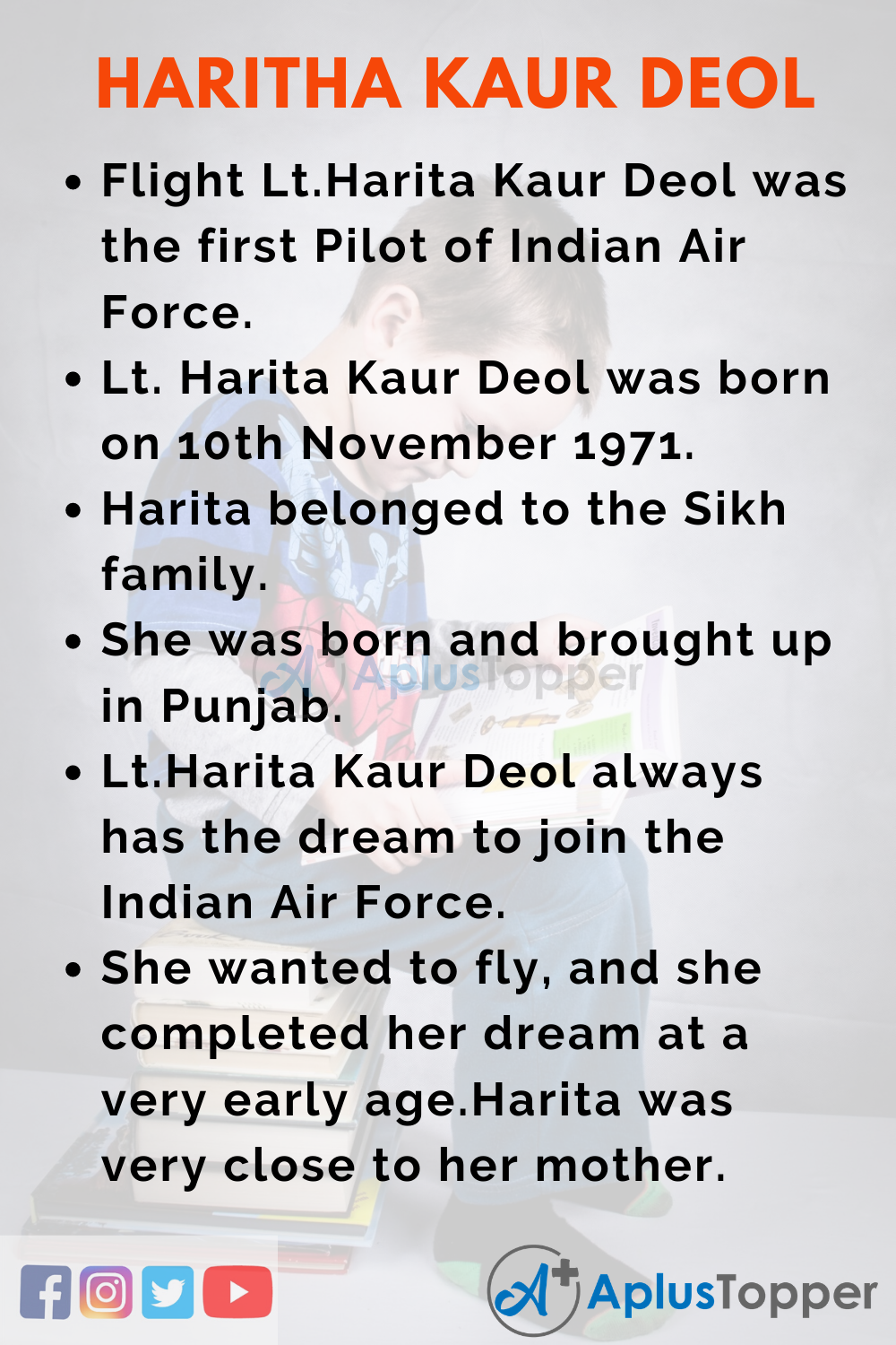 10 Lines on Flight Lt.Harita Kaur Deol for Kids