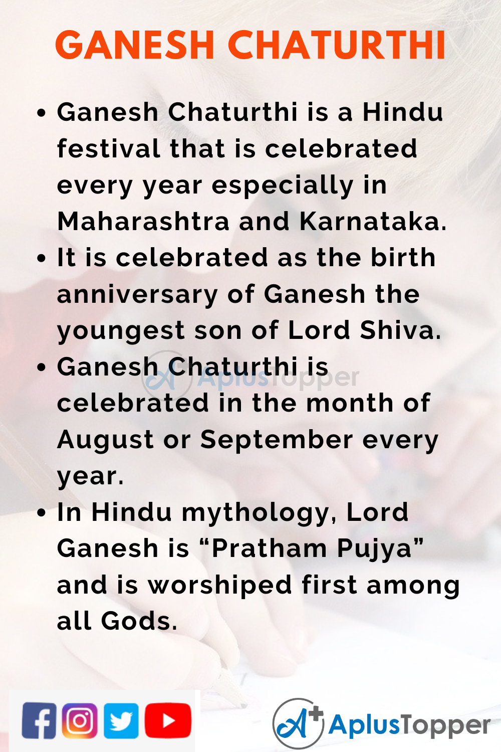 10 Lines on Ganesh Chaturthi for Kids