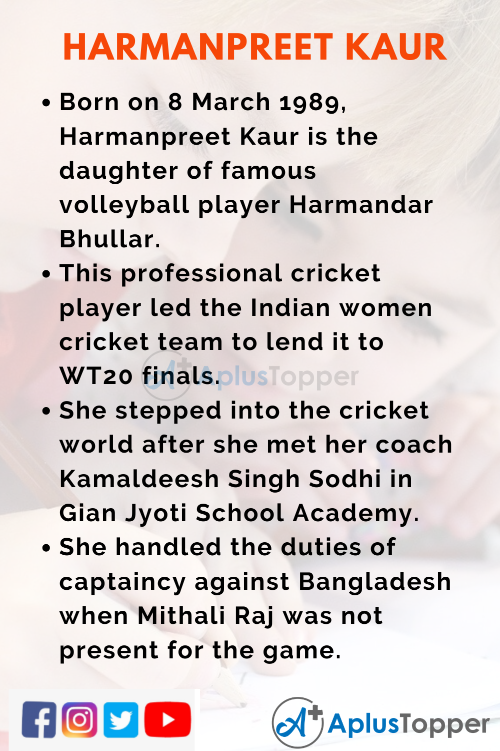 10 Lines on Harmanpreet Kaur for Kids