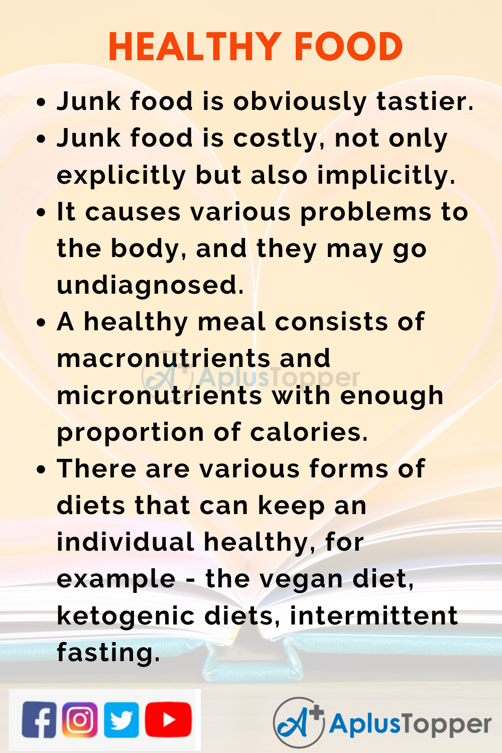 10 Lines on Healthy Food for Higher Class Students