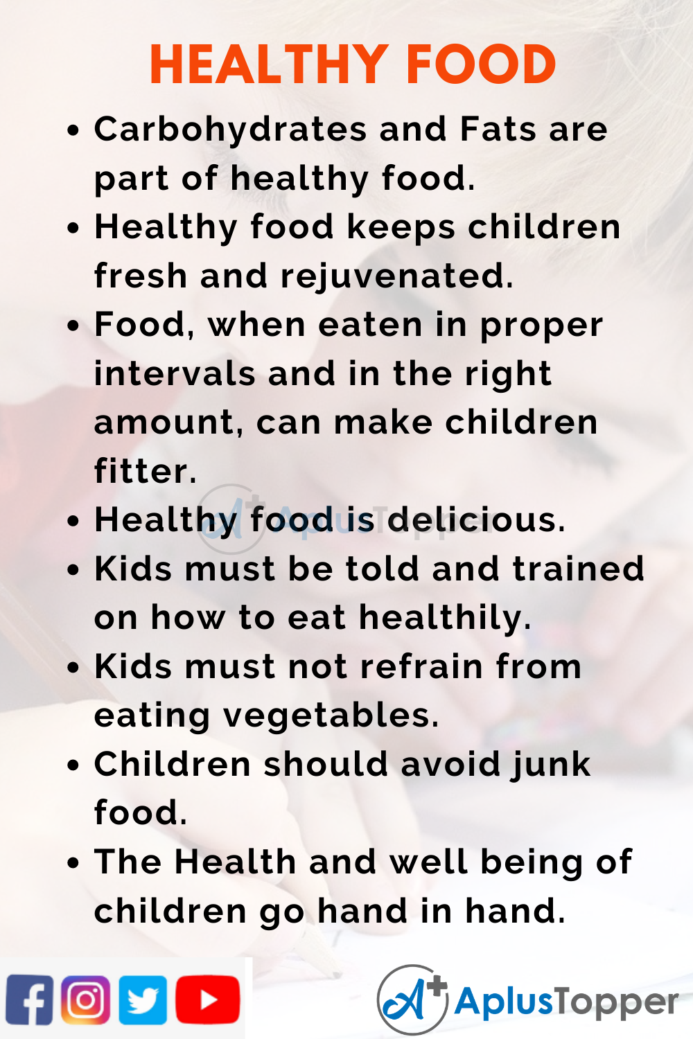 10 Lines on Healthy Food for Kids