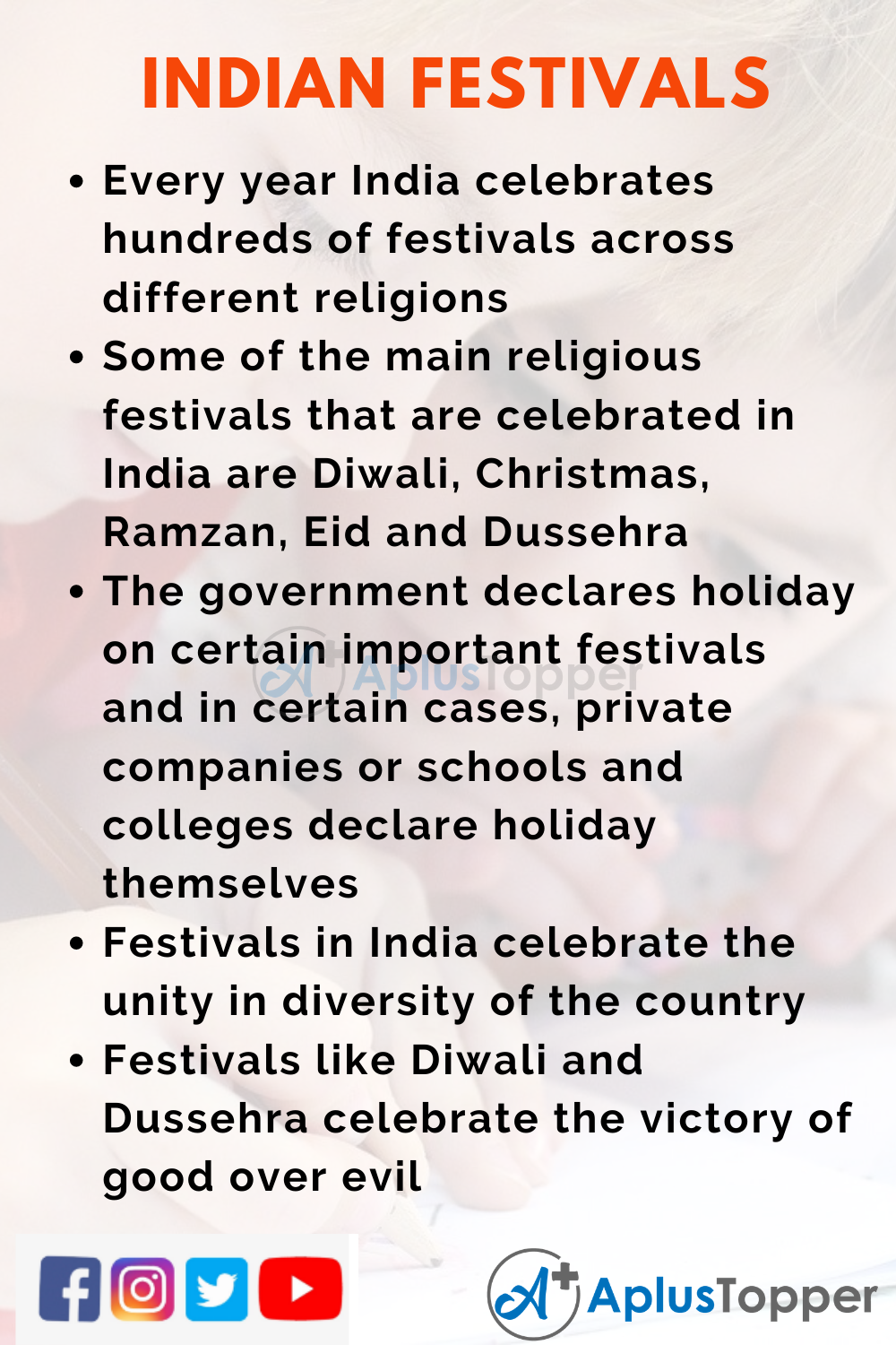 10 Lines on Indian Festivals for Kids