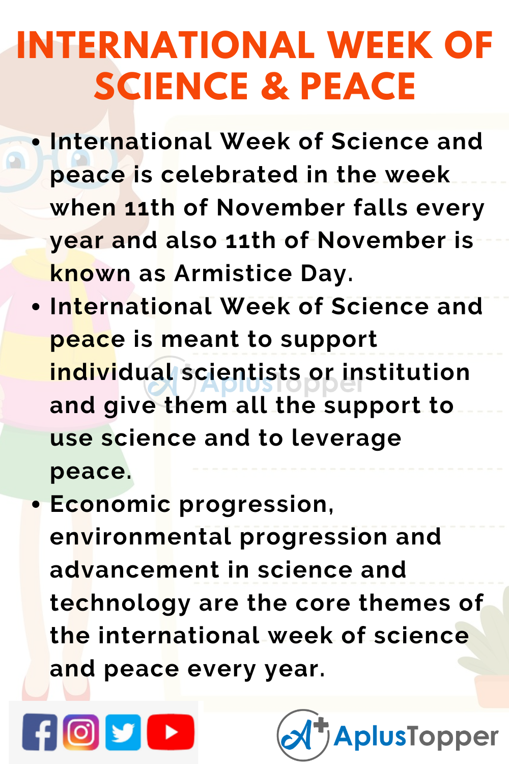 10 Lines on International Week of Science and Peace for Higher Class Students