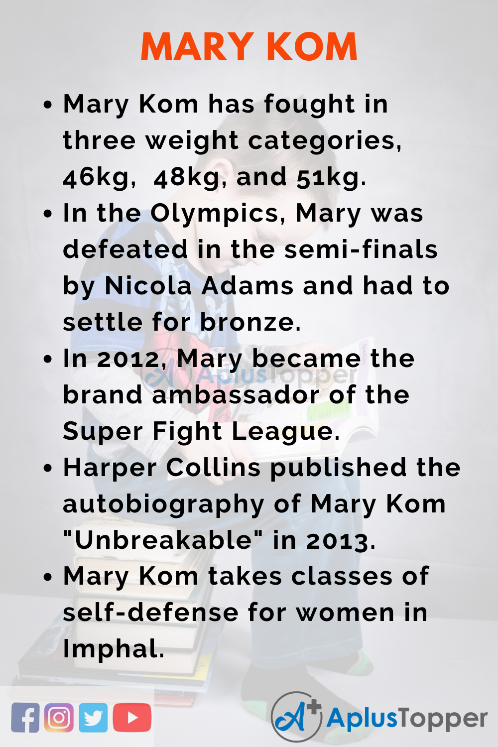 10 Lines on Mary Kom for Higher Class Students