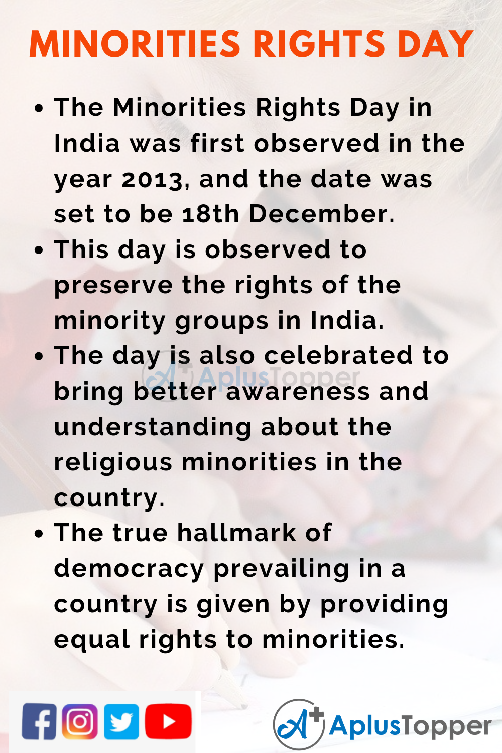 10 Lines on Minorities Rights Day in India for Kids