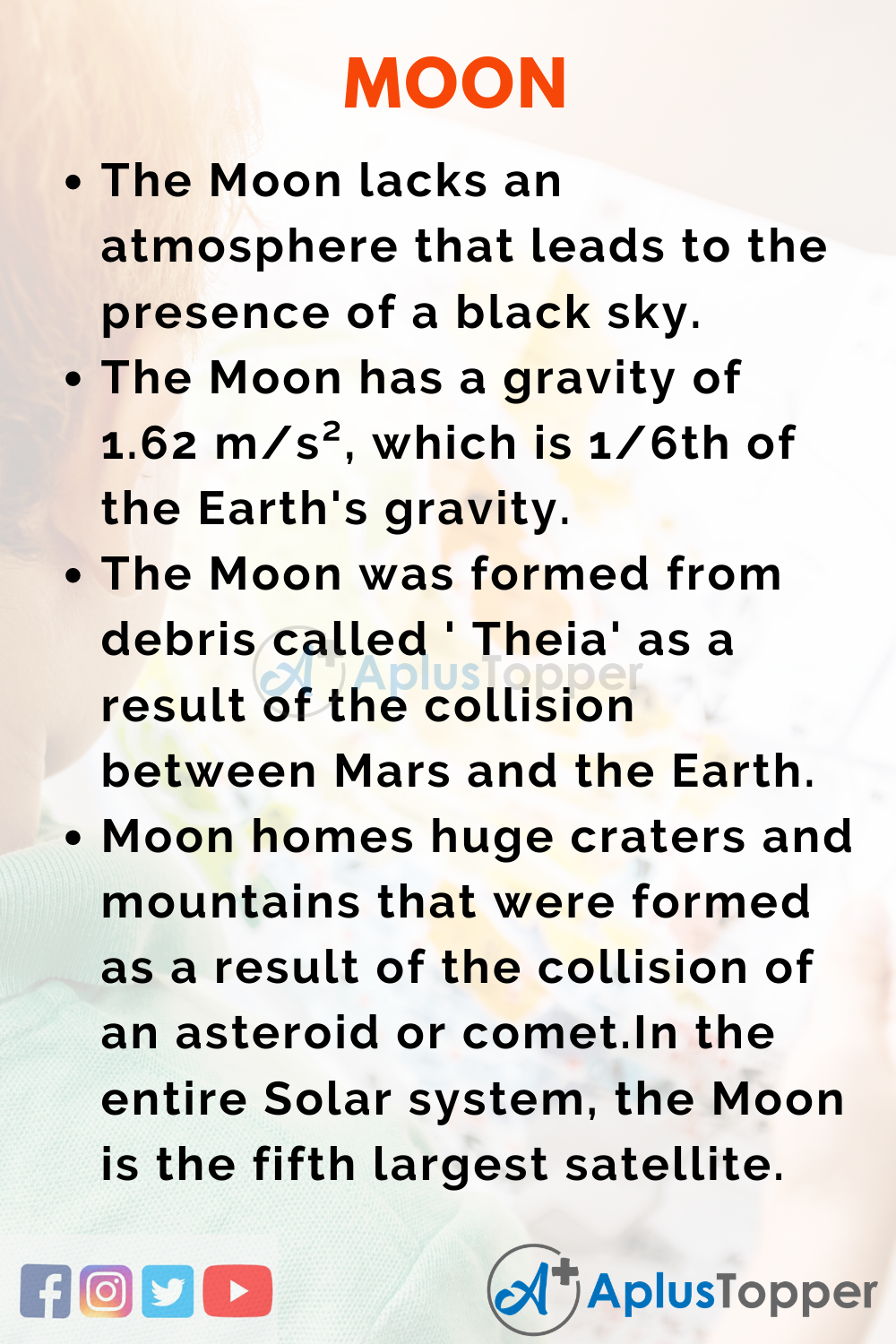 10 Lines on Moon for Higher Class Students