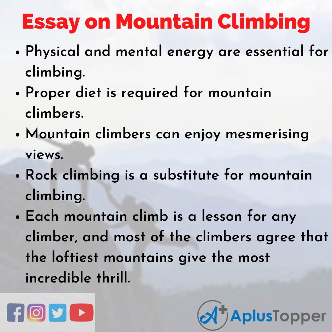 10 Lines on Mountain Climbing Essay