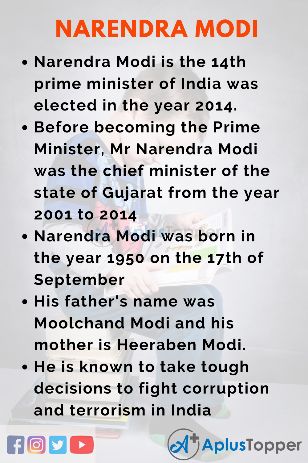 10 Lines on Narendra Modi for Kids