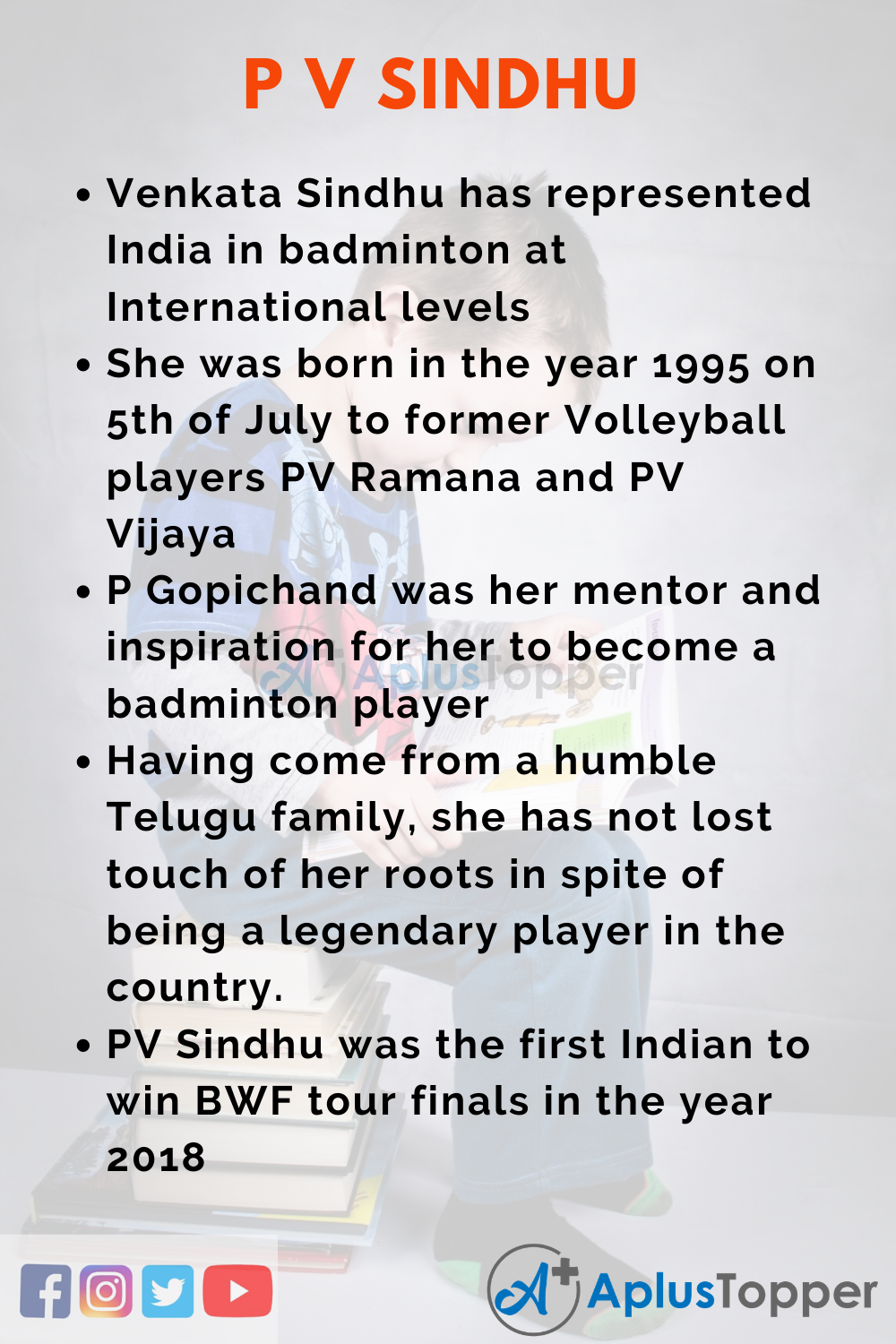 10 Lines on P V Sindhu for Higher Students