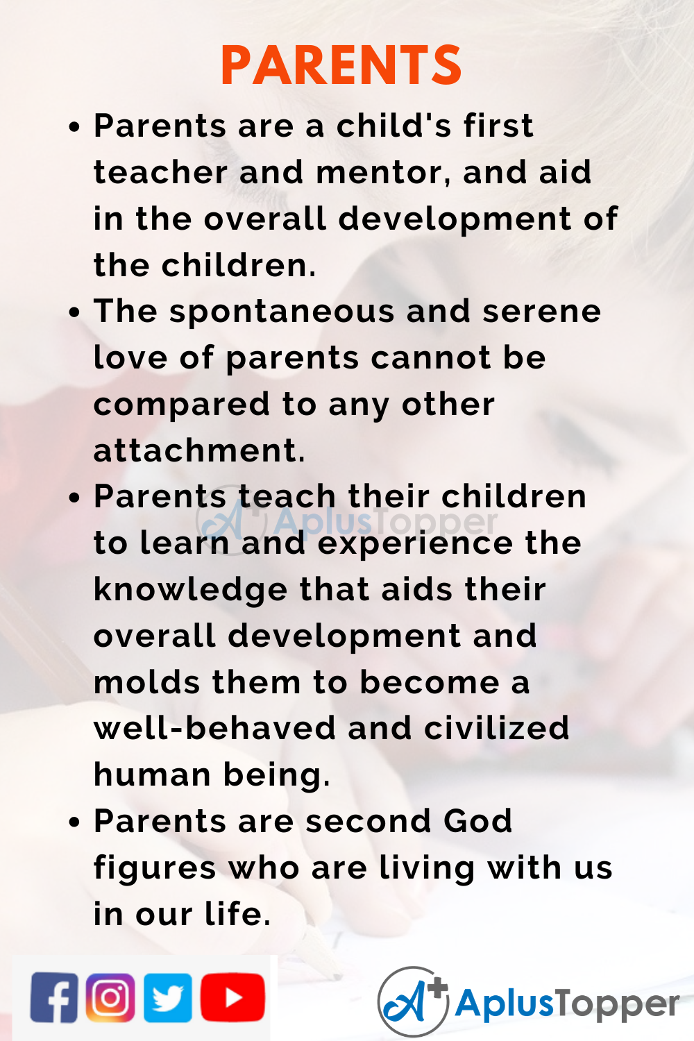 10 Lines on Parents for Higher Class Students