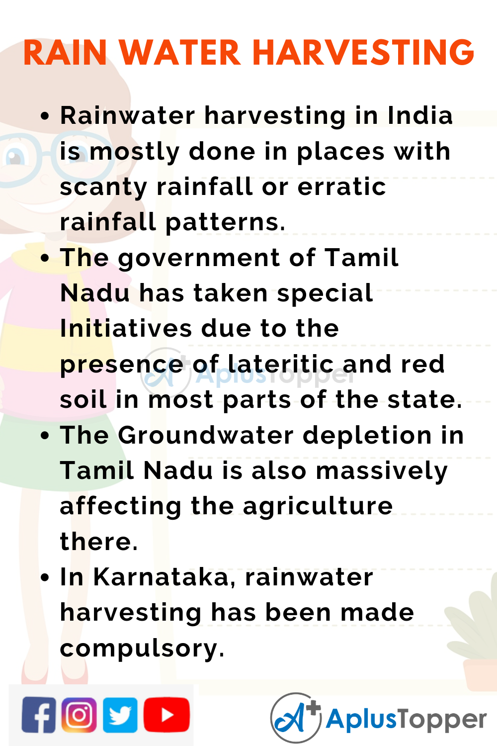 10 Lines on Rainwater Harvesting for Higher Class Students