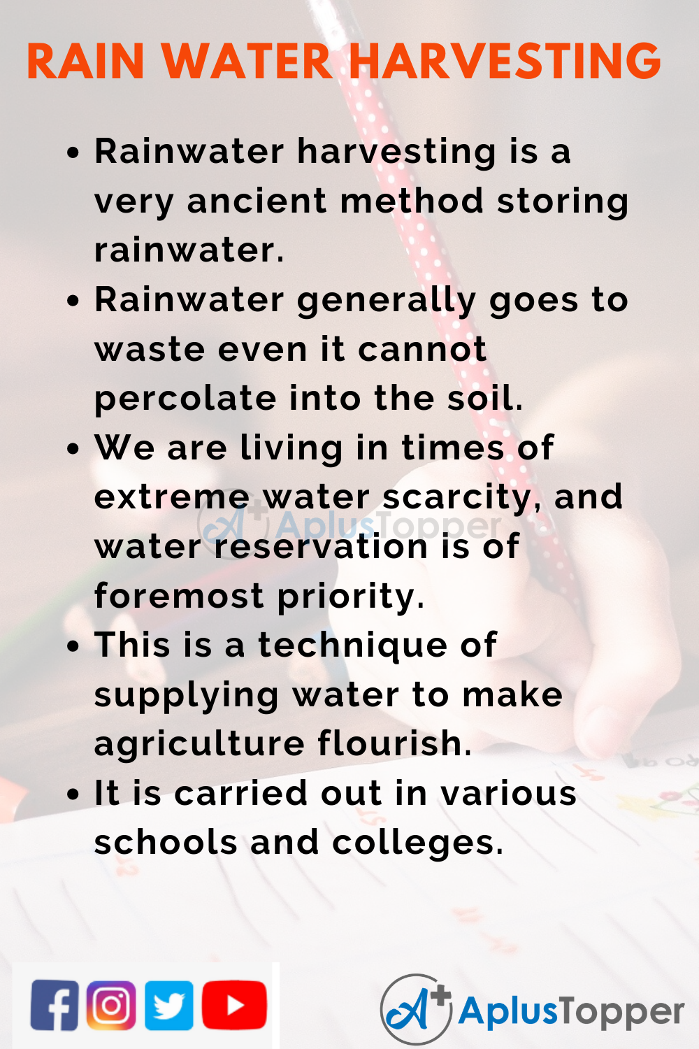 10 Lines on Rainwater Harvesting for Kids