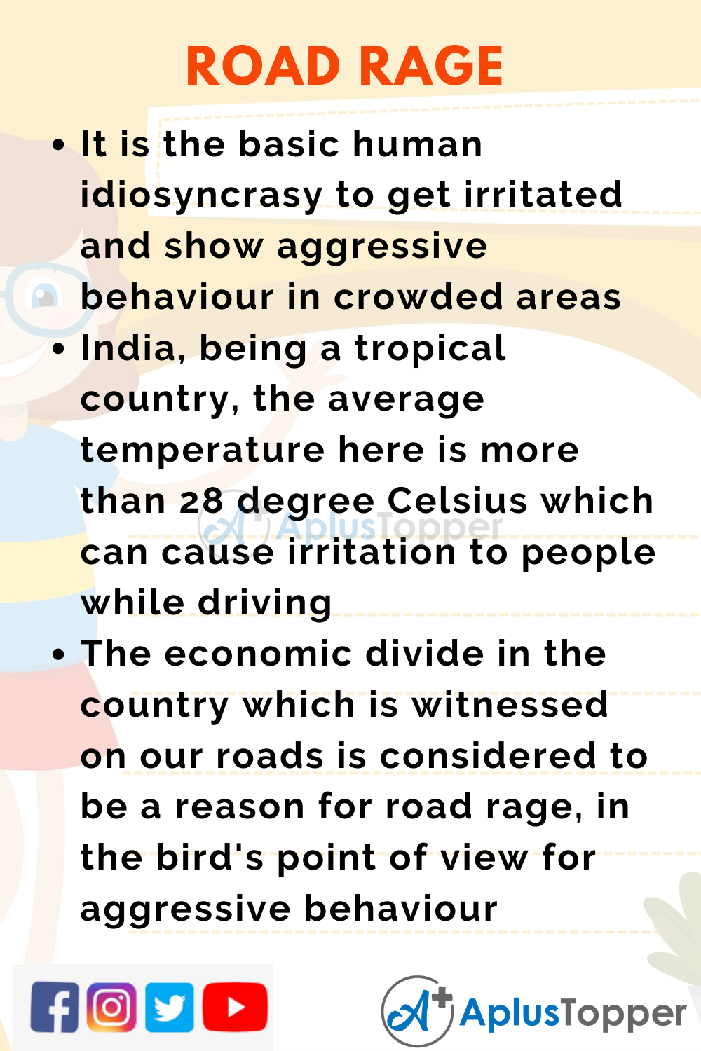 10 Lines on Road Rage for Higher Class Students