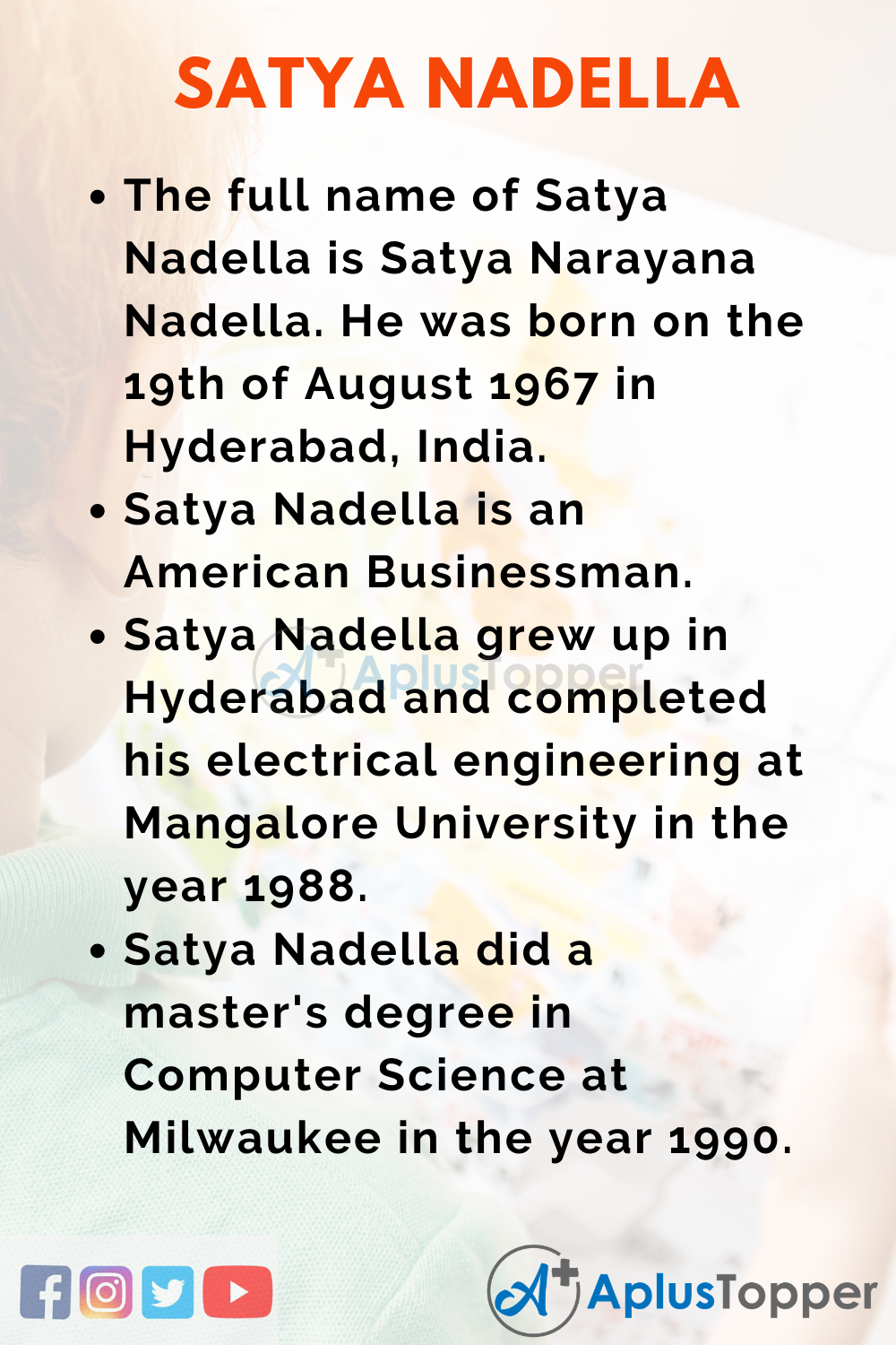 10 Lines on Satya Nadella for Kids