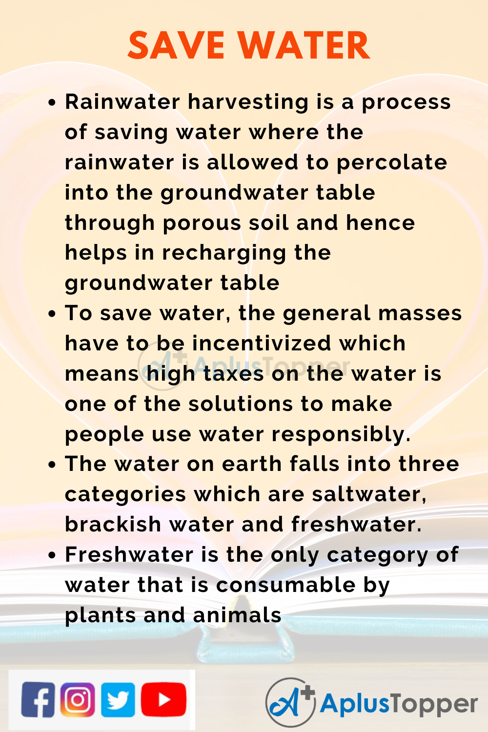 10 Lines on Save Water for Higher Class Students