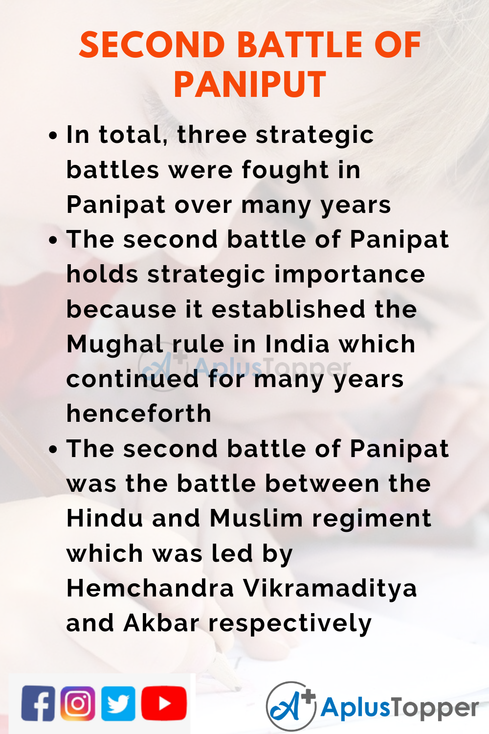 10 Lines on Second Battle Of Panipat for Higher Class Students