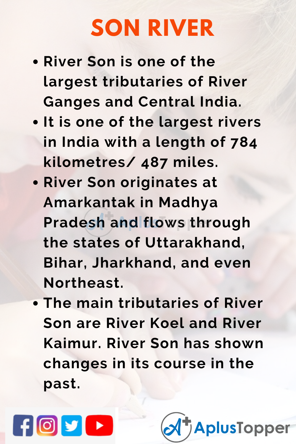 10 Lines on Son River for Kids