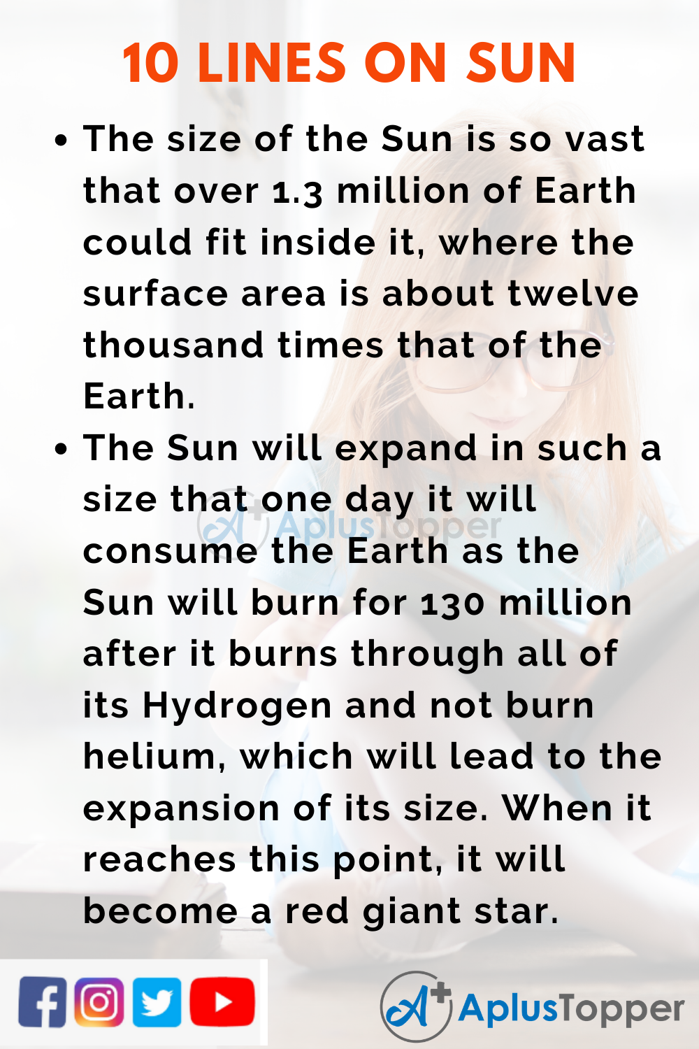 10 Lines on Sun for Higher Class Students