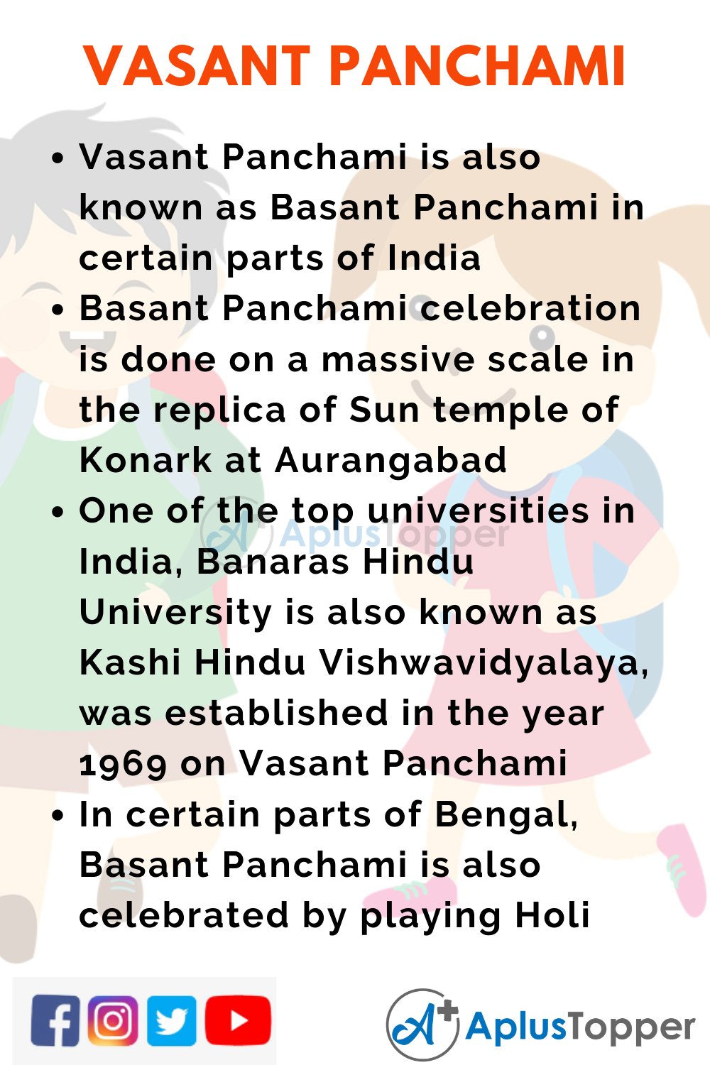 10 Lines on Vasant Panchami for Higher Class Students