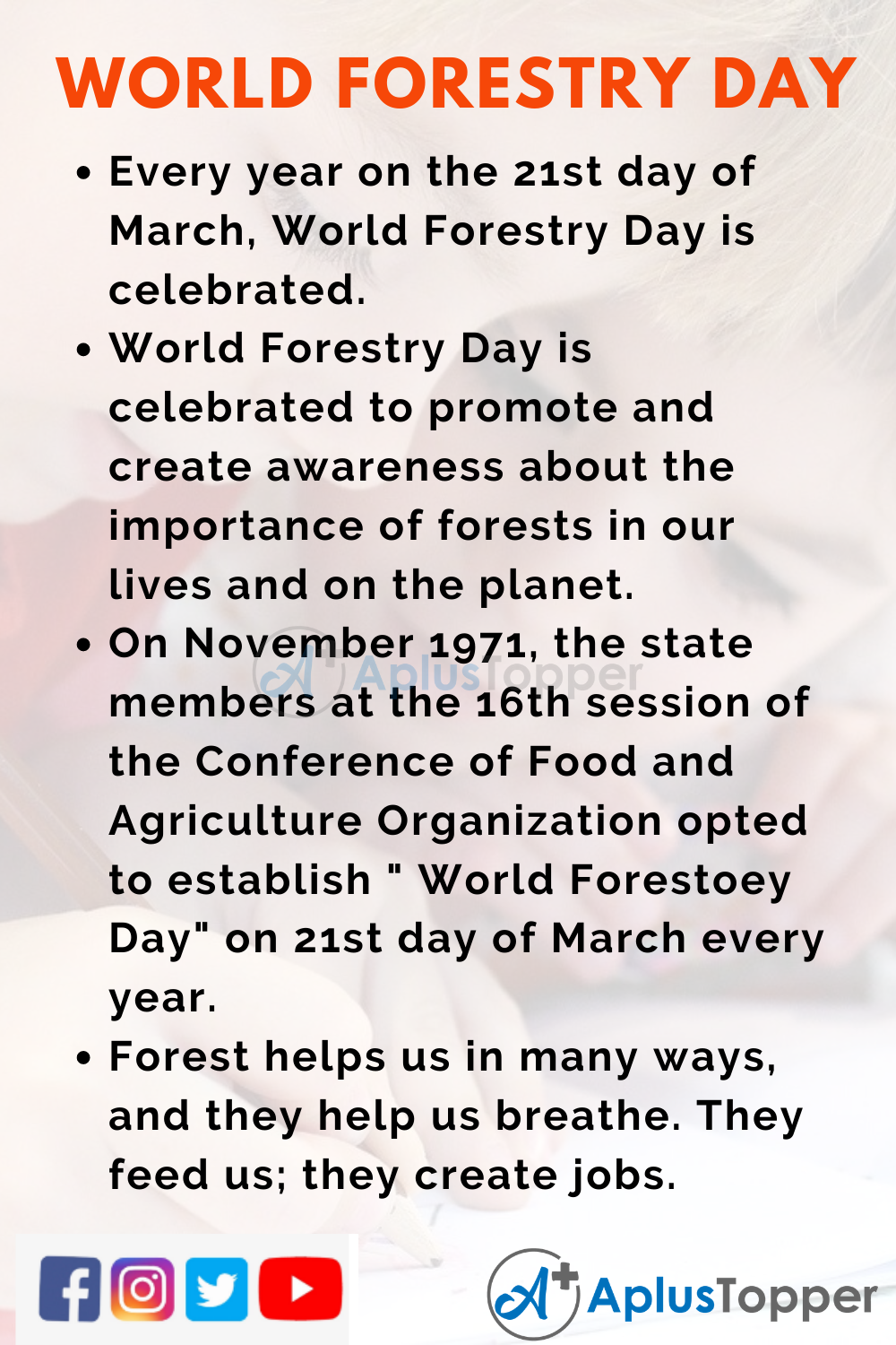 10 Lines on World Forestry Day for Kids