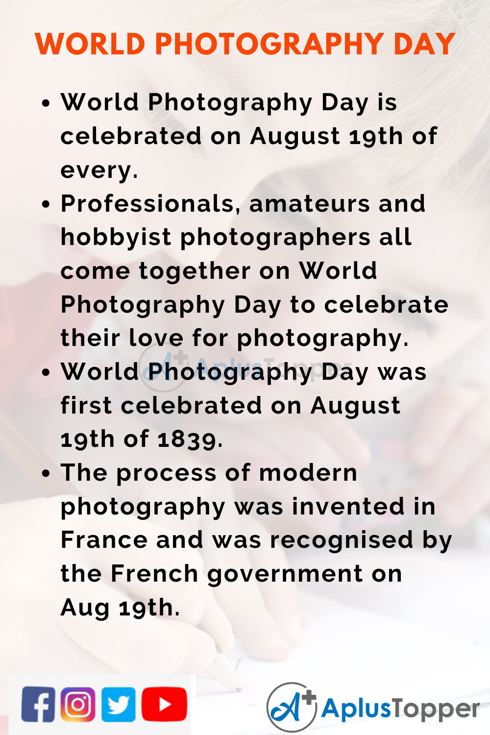 10 Lines on World Photography Day for Kids