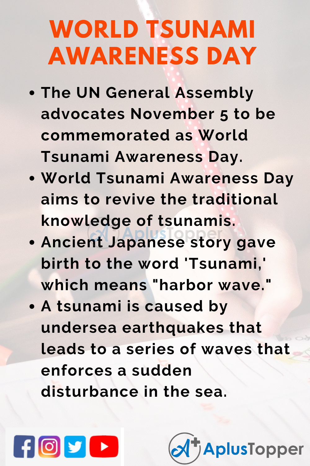 10 Lines on World Tsunami Awareness Day for Kids