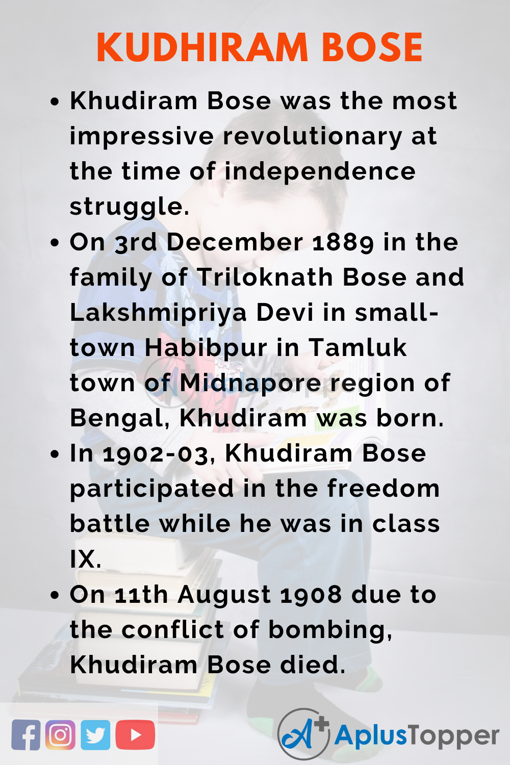 10 lines on Khudiram Bose for Higher Class Students