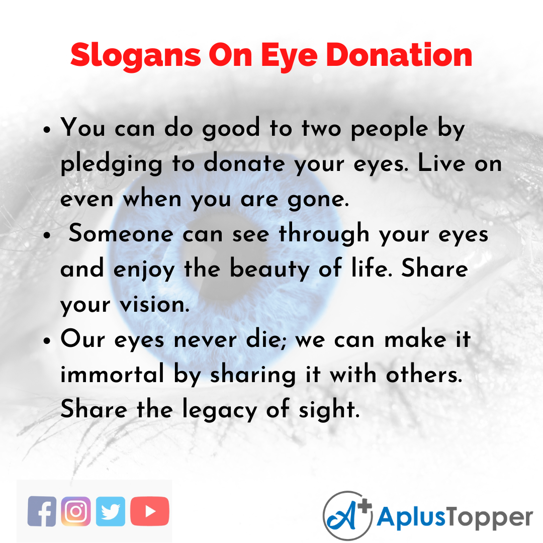 5 Slogans on Eye Donation in English