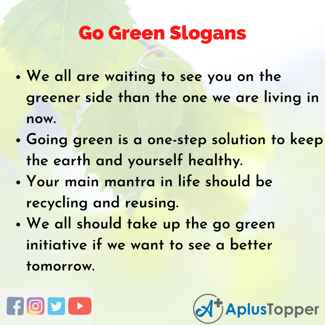 5 Slogans on Go Green in English